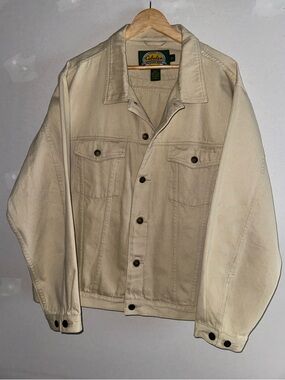 Cabela's Tan Denim Trucker Jacket Work Jacket Unlined sz L